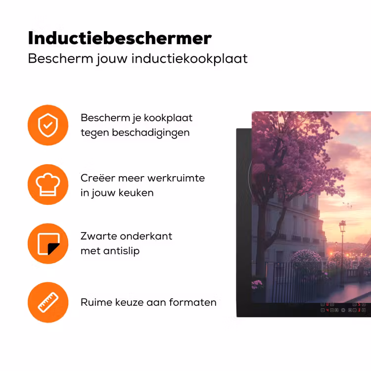 Eiffeltoren - Parijs - Roze Inductie beschermer vinyl 3mm klein -zzzzzzz-td-ups