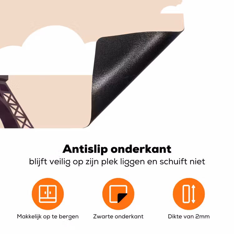 Eiffeltoren - Zon - Architectuur - Abstract - Beige Inductie beschermer vinyl 3mm klein -zzzzzzz-td-onderkant