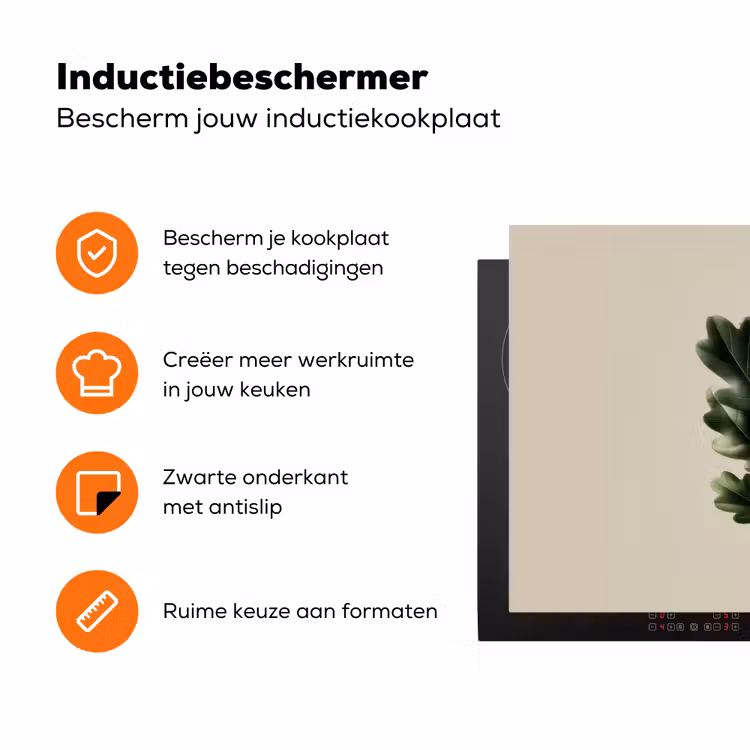 Eikenbladeren - Beige - Groen - Golvende randen Inductie beschermer vinyl 3mm klein -zzzzzzz-td-ups