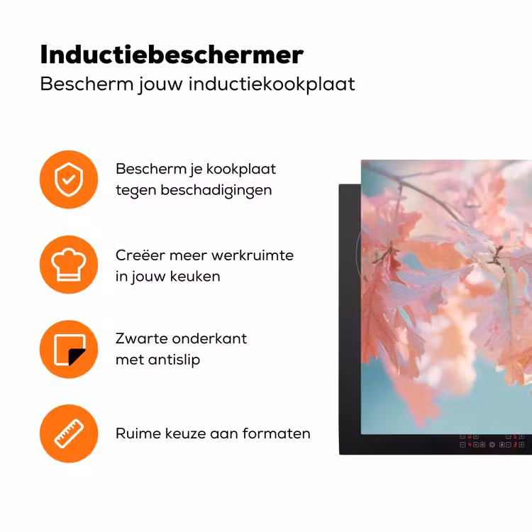 Eikenbladeren - Takken - Roze Inductie beschermer vinyl 3mm klein -zzzzzzz-td-ups