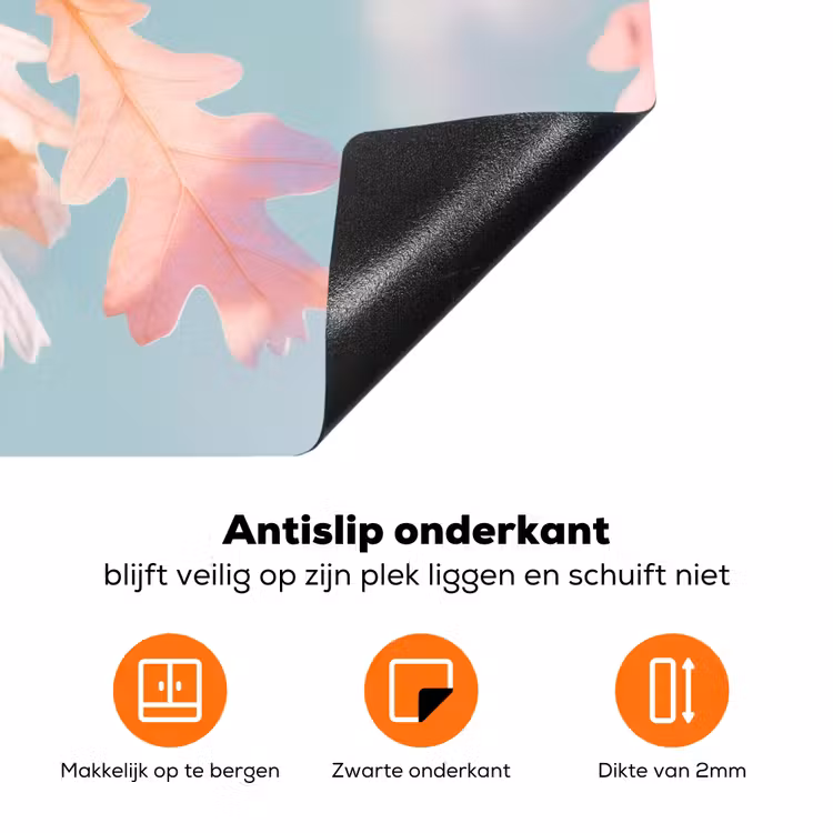 Eikenbladeren - Takken - Roze Inductie beschermer vinyl 3mm klein -zzzzzzz-td-onderkant