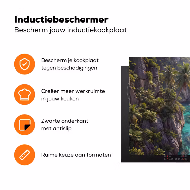 Eiland - Tropisch - Water - Palmbomen - Natuur Inductie beschermer vinyl 3mm klein -zzzzzzz-td-ups