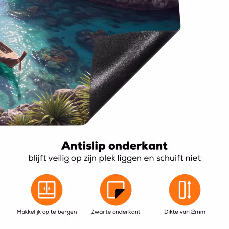 Eiland - Tropisch - Water - Palmbomen - Natuur Inductie beschermer vinyl 3mm klein -zzzzzzz-td-onderkant