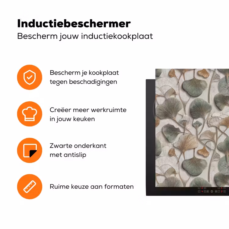 Elegant - Bladeren - Groen Inductie beschermer vinyl 3mm klein 276 -zzzzzzz-td-ups