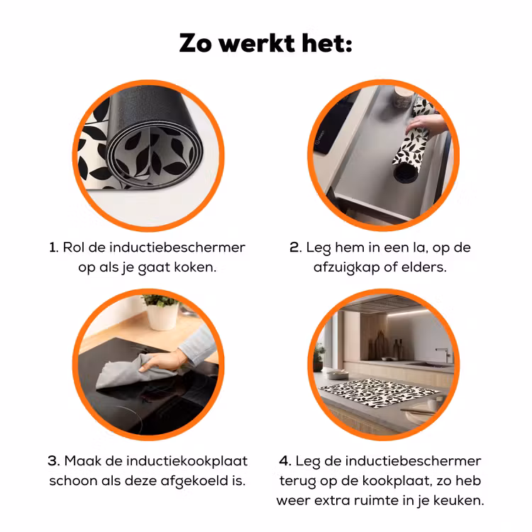 Elegant - Patroon - Zwart - Beige Inductie beschermer vinyl 3mm klein 276 -zzzzzzz-td-werking