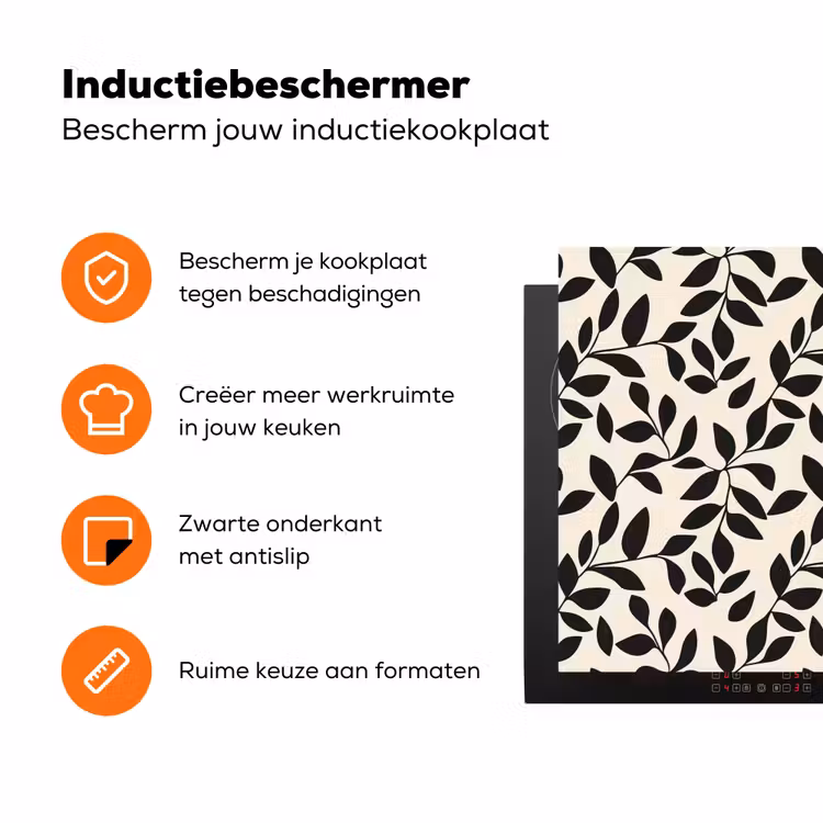 Elegant - Patroon - Zwart - Beige Inductie beschermer vinyl 3mm klein 276 -zzzzzzz-td-ups