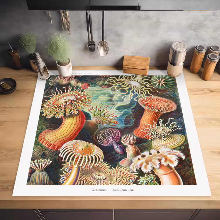 Ernst Haeckel - Anemoon - Retro - Natuur - Planten - Zee Inductie beschermer vinyl 3mm middel -sfeer5