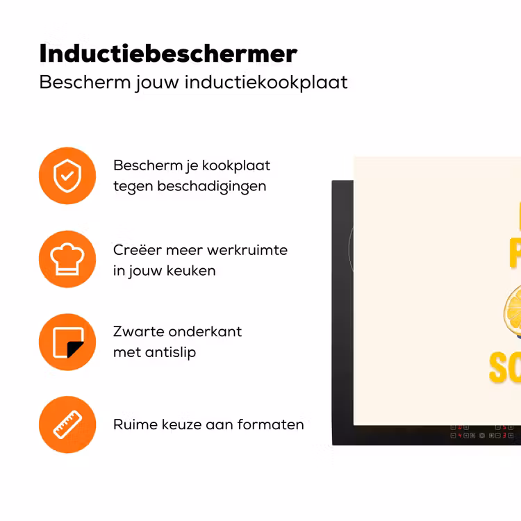 Eten - Citroenen - Keuken - Illustratie - Geel Inductie beschermer vinyl 3mm klein -zzzzzzz-td-ups