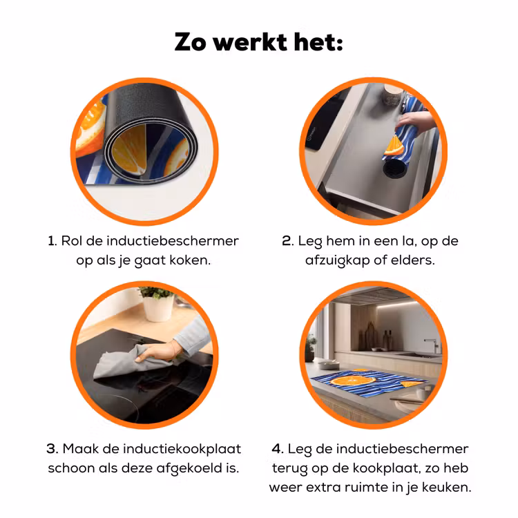 Inductiebeschermer - Eten - Fruit - Oranje - Eten - Fruit - Oranje Inductie beschermer vinyl 3mm klein