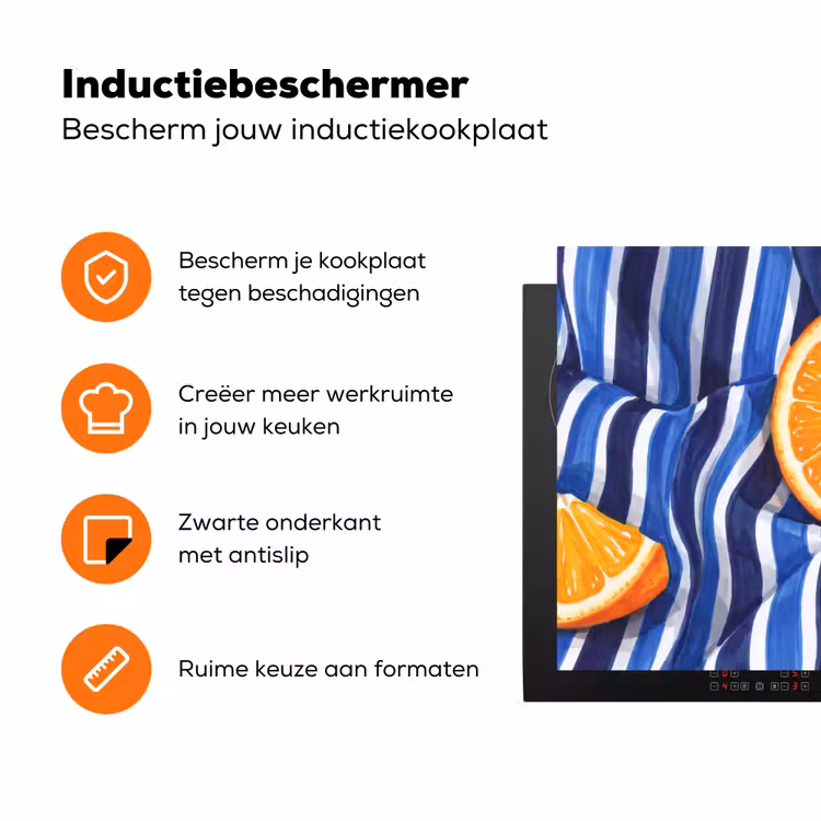 Inductiebeschermer - Eten - Fruit - Oranje - Eten - Fruit - Oranje Inductie beschermer vinyl 3mm klein