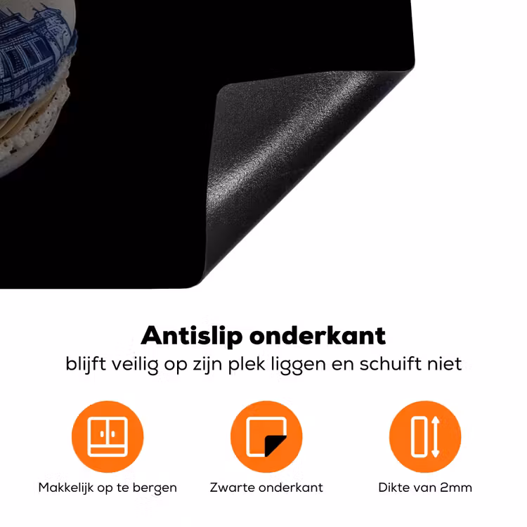 Eten - Macarons - Delfts blauw - Koekjes Inductie beschermer vinyl 3mm klein -zzzzzzz-td-onderkant
