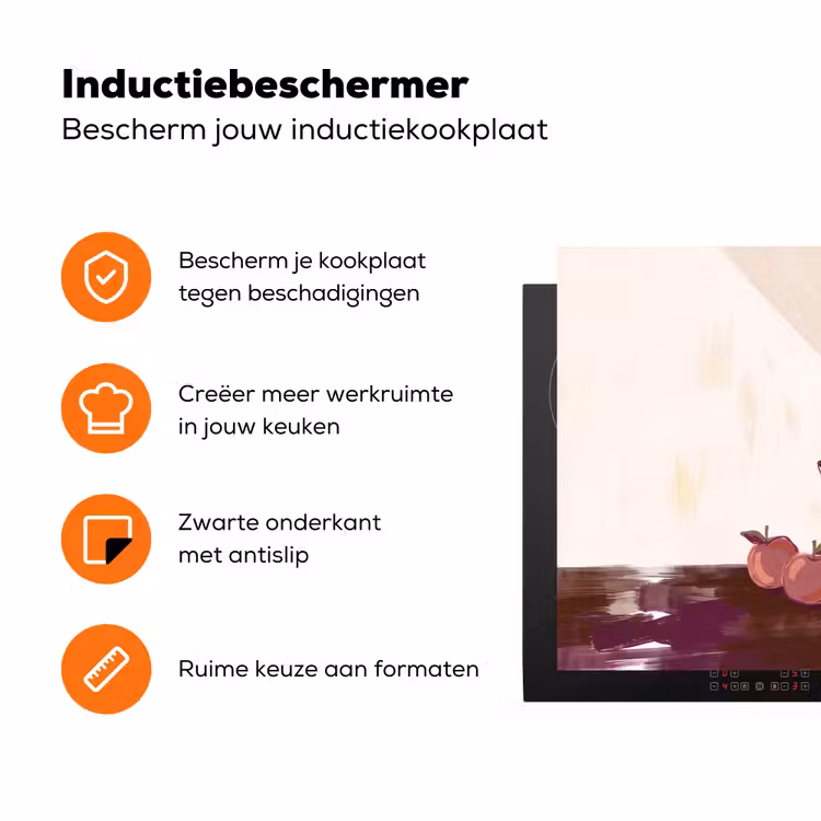 Eten - Schaal - Stilleven - Modern - Rood Inductie beschermer vinyl 3mm klein -zzzzzzz-td-ups