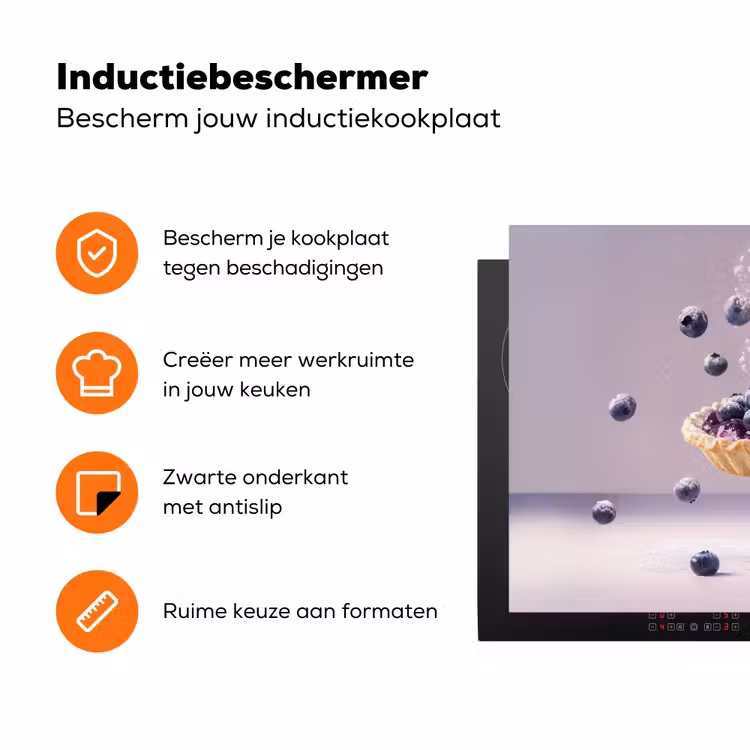 Eten - Taart - Bessen - Blauw Inductie beschermer vinyl 3mm klein -zzzzzzz-td-ups