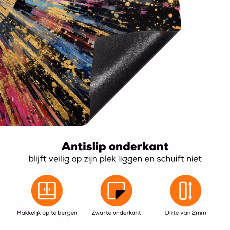 Explosie - Goud - Kleurrijk - Abstract Inductie beschermer vinyl 3mm klein -zzzzzzz-td-onderkant