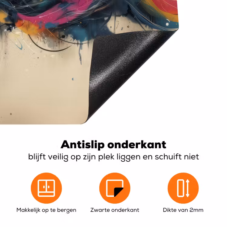 Explosie - Kleurrijk - Vormen - Abstract Inductie beschermer vinyl 3mm klein -zzzzzzz-td-onderkant