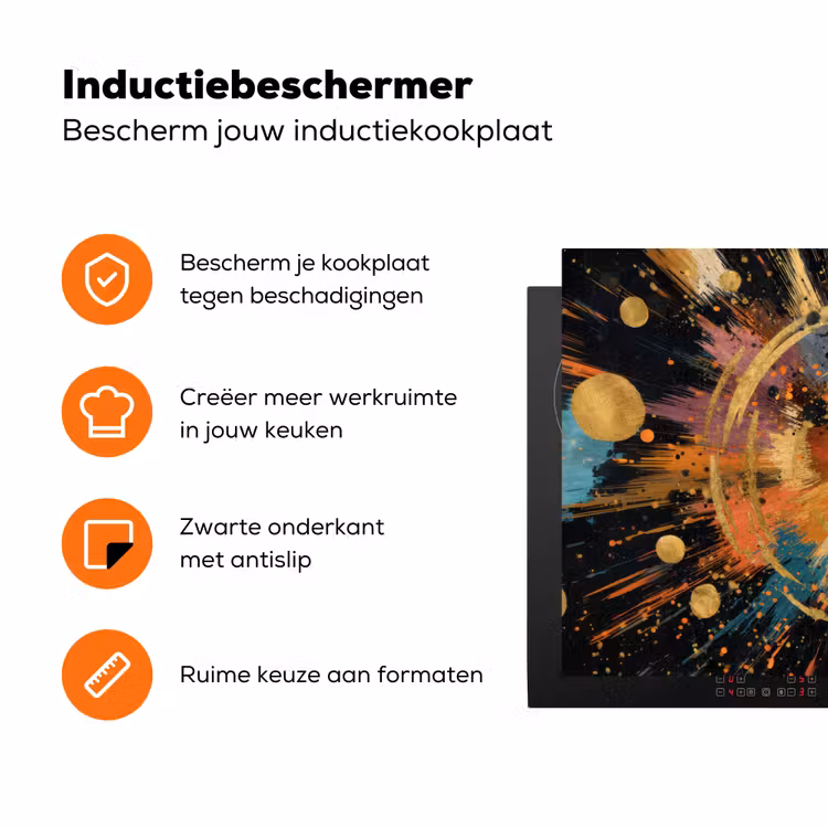 Explosie - Verfstructuur - Goud - Abstract Inductie beschermer vinyl 3mm klein -zzzzzzz-td-ups