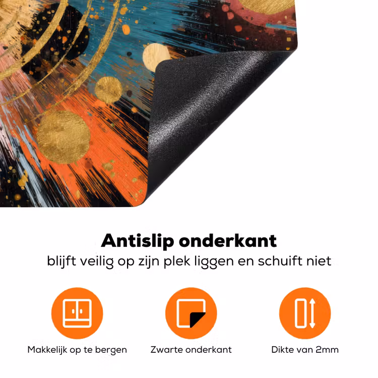 Explosie - Verfstructuur - Goud - Abstract Inductie beschermer vinyl 3mm klein -zzzzzzz-td-onderkant