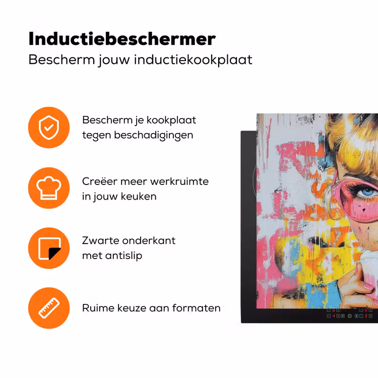 Expressief - Milkshake - Vrouw - Felle kleuren Inductie beschermer vinyl 3mm klein -zzzzzzz-td-ups