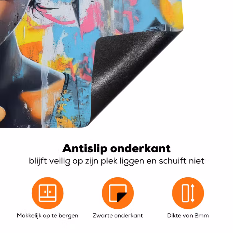 Expressief - Milkshake - Vrouw - Felle kleuren Inductie beschermer vinyl 3mm klein -zzzzzzz-td-onderkant
