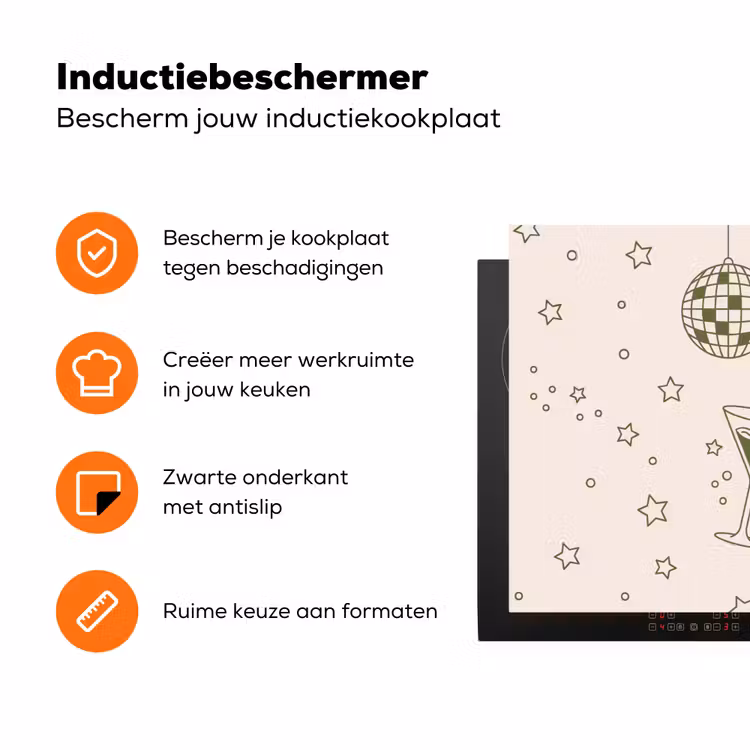 Feest - Disco - Drank - Illustratie - Groen Inductie beschermer vinyl 3mm klein -zzzzzzz-td-ups