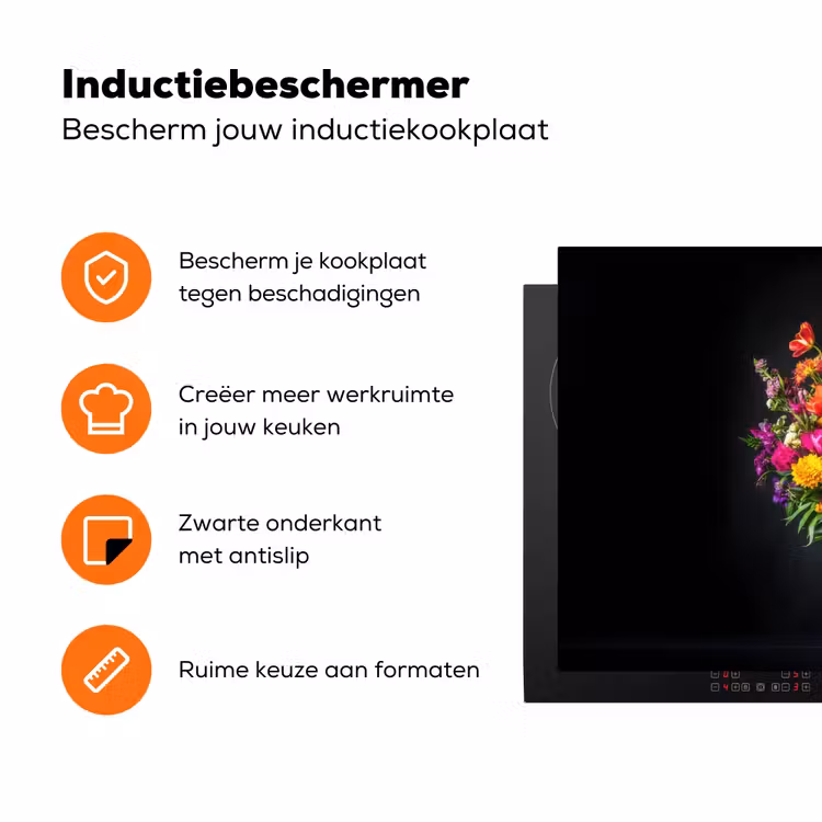 Felgekleurd - Bloemen - Vaas Inductie beschermer vinyl 3mm klein -zzzzzzz-td-ups