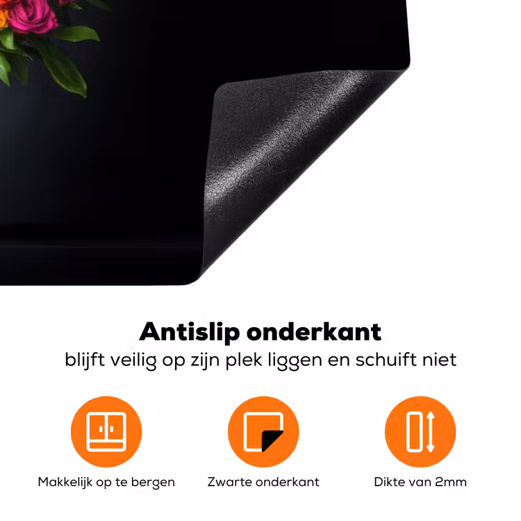 Felgekleurd - Bloemen - Vaas Inductie beschermer vinyl 3mm klein -zzzzzzz-td-onderkant