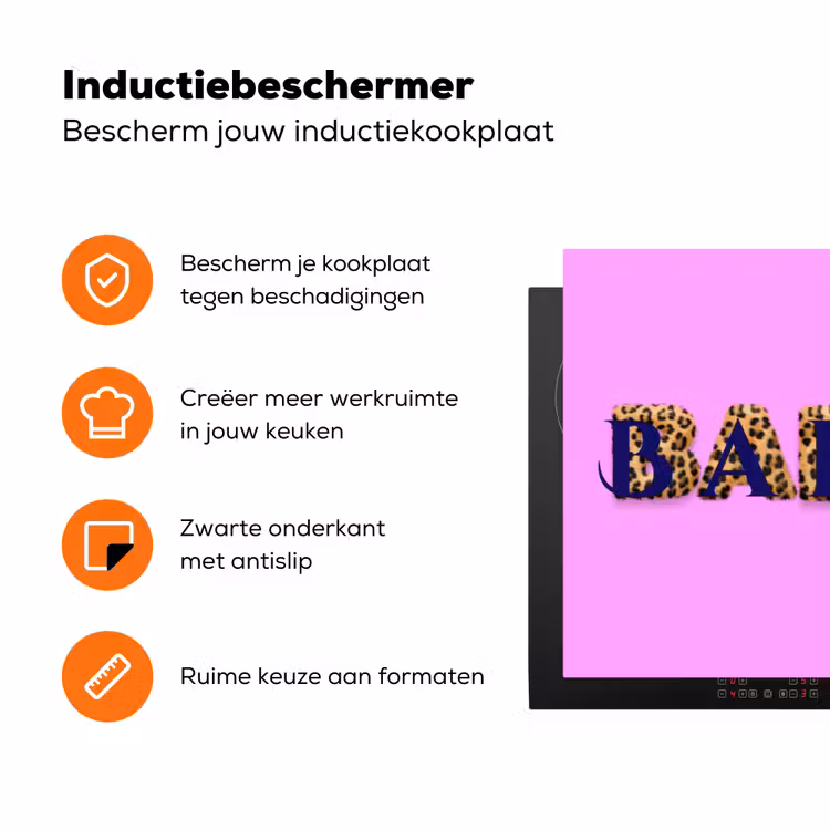 Felroze - Badass - Panterprint - Schaduw Inductie beschermer vinyl 3mm klein -zzzzzzz-td-ups