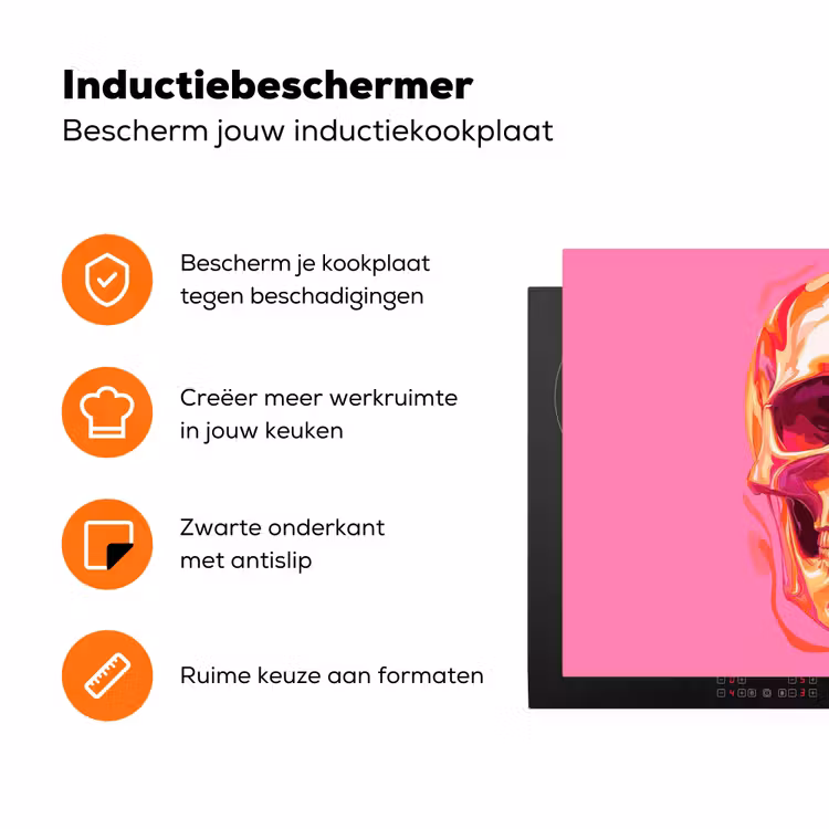Felroze - Tanden - Schedel Inductie beschermer vinyl 3mm klein -zzzzzzz-td-ups