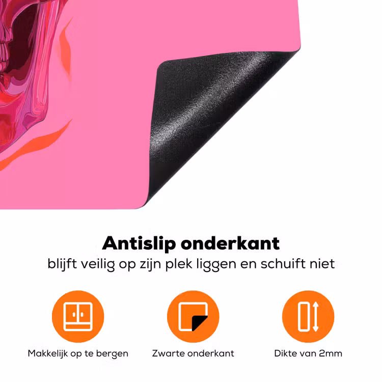 Felroze - Tanden - Schedel Inductie beschermer vinyl 3mm klein -zzzzzzz-td-onderkant