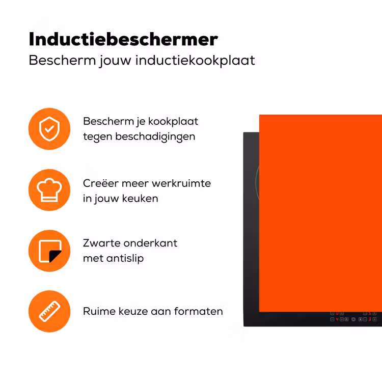 Fiery - Tangerine - Oranje Inductie beschermer vinyl 3mm klein 276 -zzzzzzz-td-ups