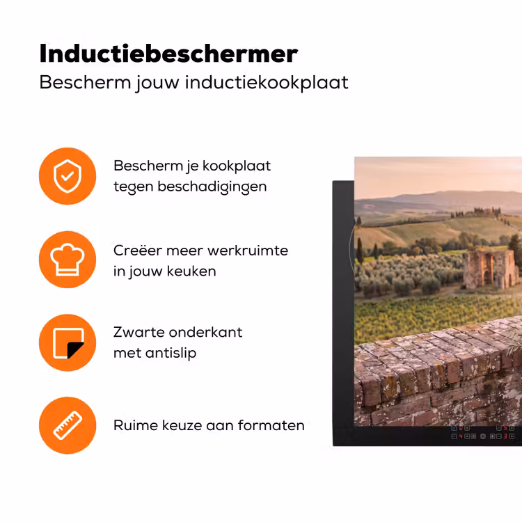Fiets - Bloemen - Toscane - Landschap - Roze Inductie beschermer vinyl 3mm klein -zzzzzzz-td-ups