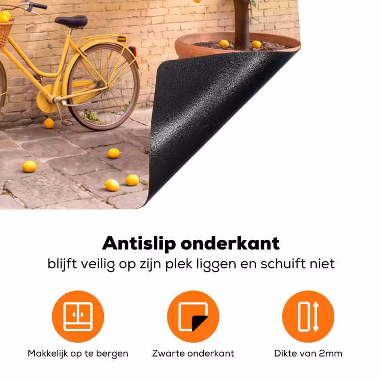 Fiets - Mand - Eten - Geel - Zomer Inductie beschermer vinyl 3mm klein -zzzzzzz-td-onderkant