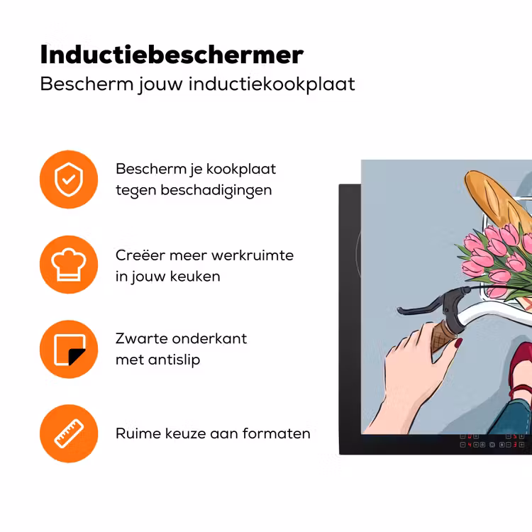 Fiets - Picknick - Zomer - Illustratie Inductie beschermer vinyl 3mm klein -zzzzzzz-td-ups