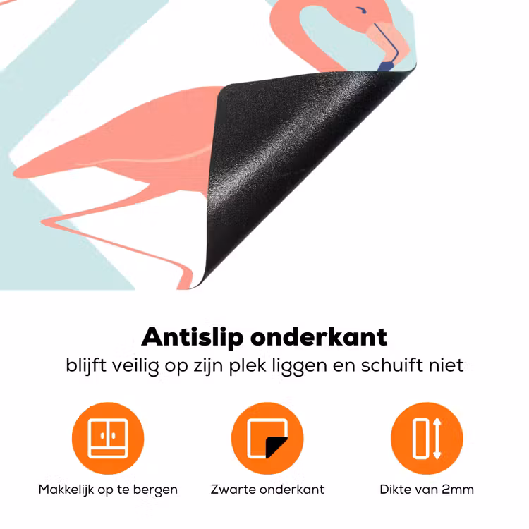 Flamingo - Mintgroen - Ruit Inductie beschermer vinyl 3mm klein 276 -zzzzzzz-td-onderkant
