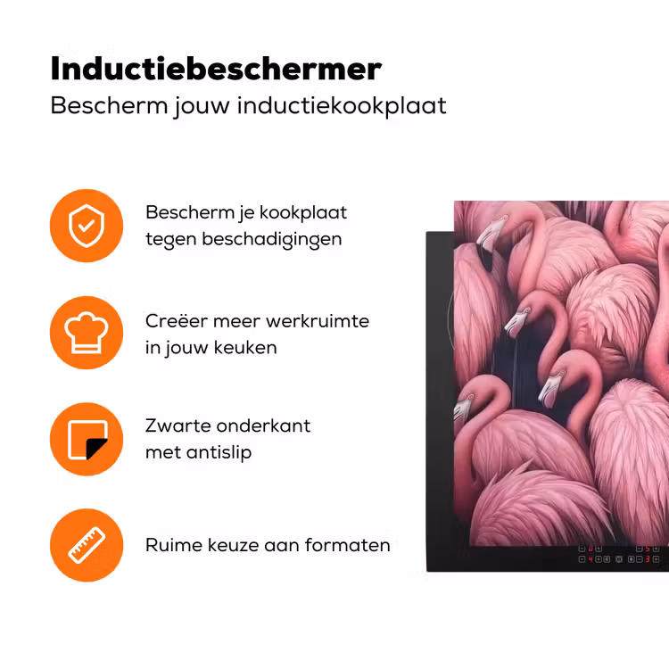 Flamingo - Roze - Dieren Inductie beschermer vinyl 3mm klein -zzzzzzz-td-ups