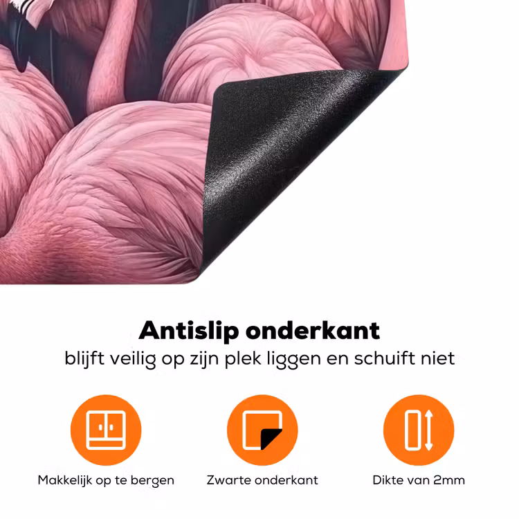 Flamingo - Roze - Dieren Inductie beschermer vinyl 3mm klein -zzzzzzz-td-onderkant
