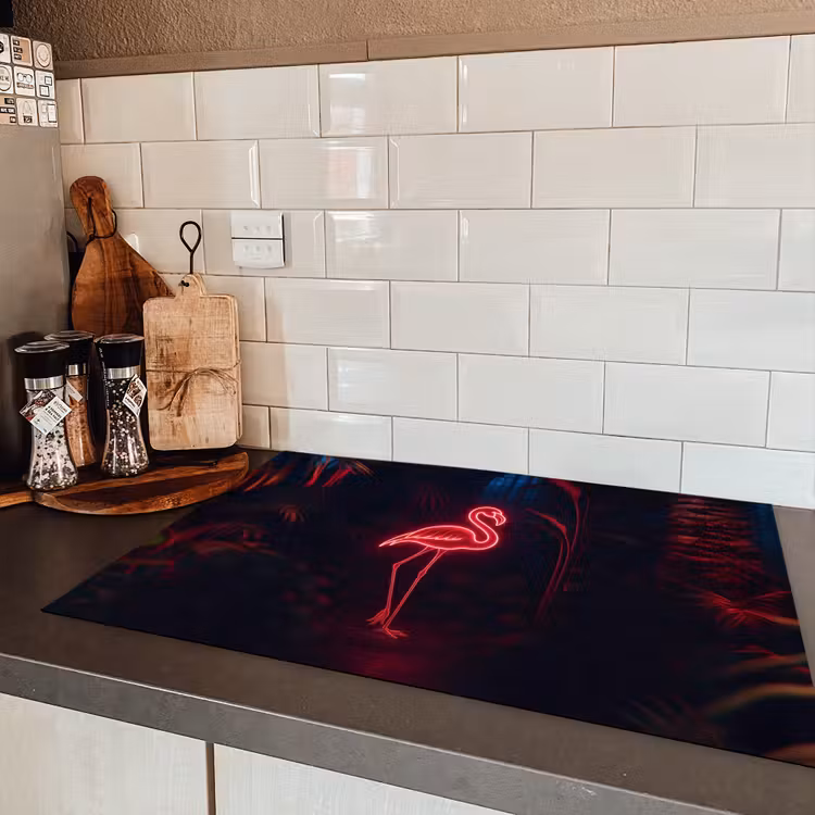 Flamingo - Roze - Neon - Licht Inductie beschermer vinyl 3mm klein -sfeer3