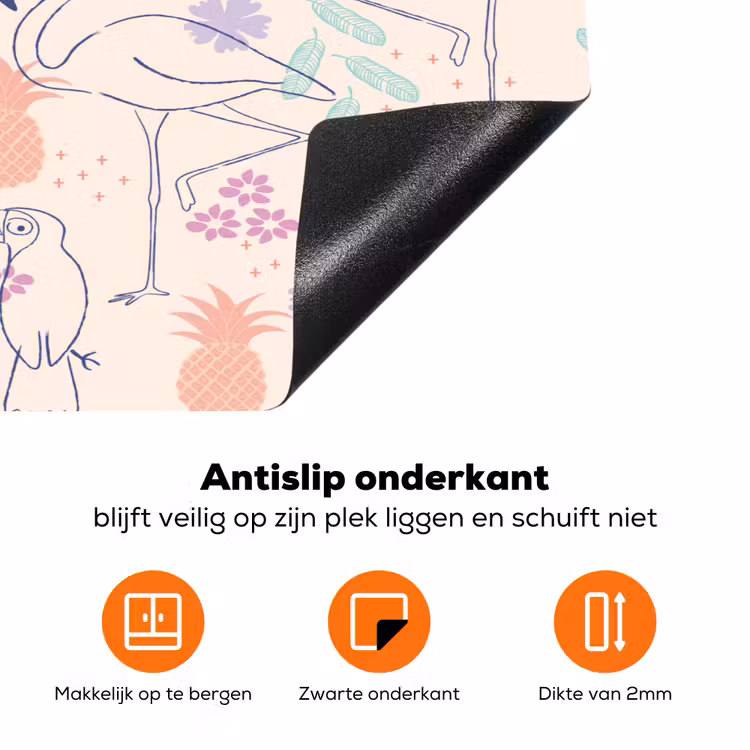 Flamingo - Toekan - Tropisch - Patroon Inductie beschermer vinyl 3mm klein 276 -zzzzzzz-td-onderkant