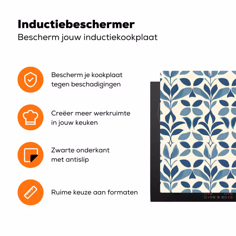 Flora - Modern - Blauw Inductie beschermer vinyl 3mm klein 276 -zzzzzzz-td-ups