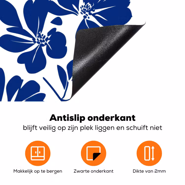 Floraal - Modern - Blauw Inductie beschermer vinyl 3mm klein 276 -zzzzzzz-td-onderkant