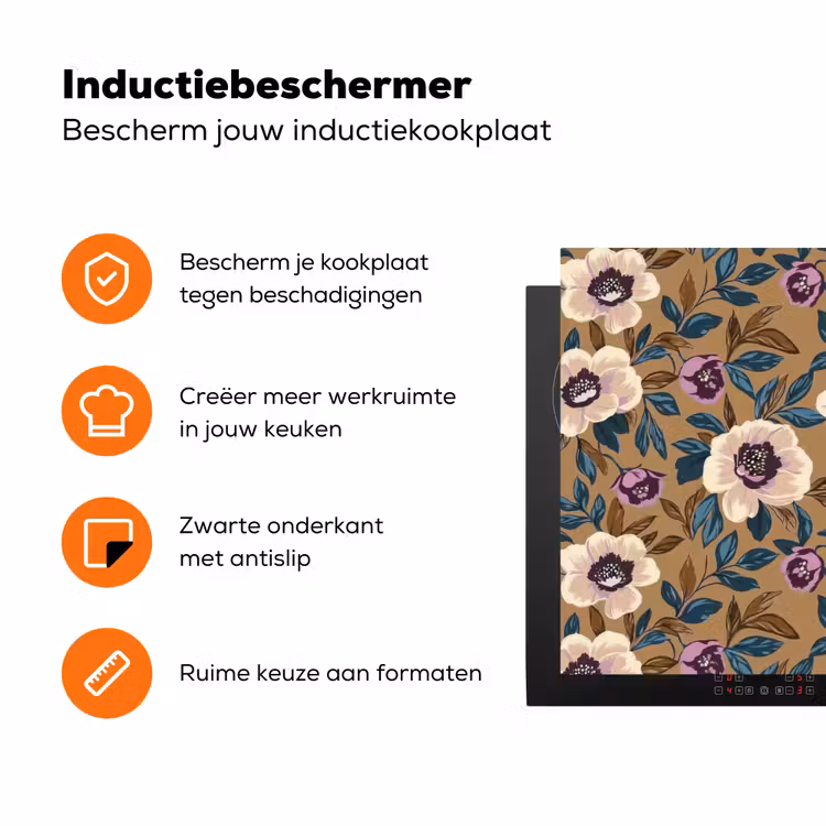 Floraal - Stilleven - Kleurrijk Inductie beschermer vinyl 3mm klein 276 -zzzzzzz-td-ups