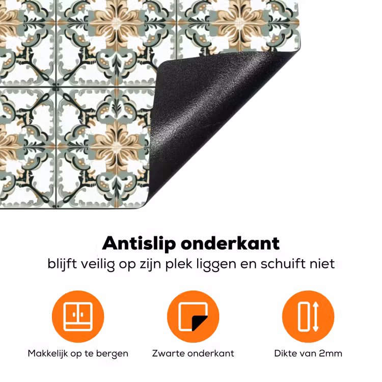 Floraal - Verweerd - Keurrijk Inductie beschermer vinyl 3mm klein 276 -zzzzzzz-td-onderkant