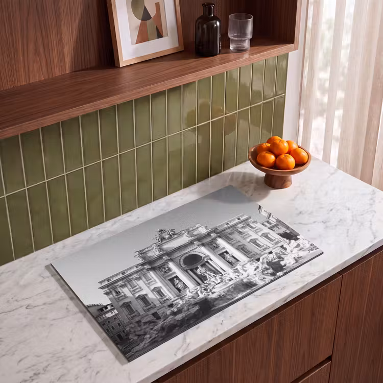 Fontein - Beelden - Architectuur - Zwart-wit Inductie beschermer vinyl 3mm klein -sfeer8