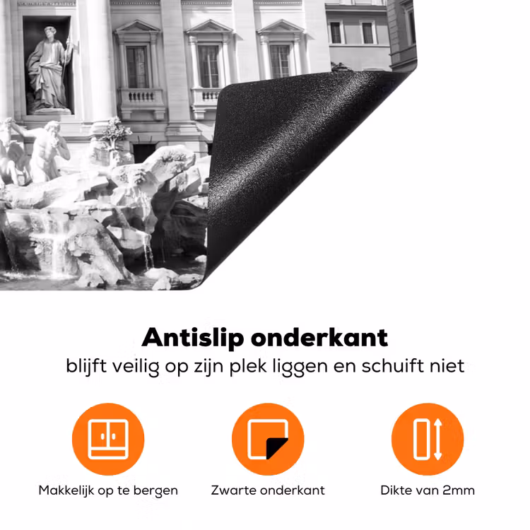 Fontein - Beelden - Architectuur - Zwart-wit Inductie beschermer vinyl 3mm klein -zzzzzzz-td-onderkant