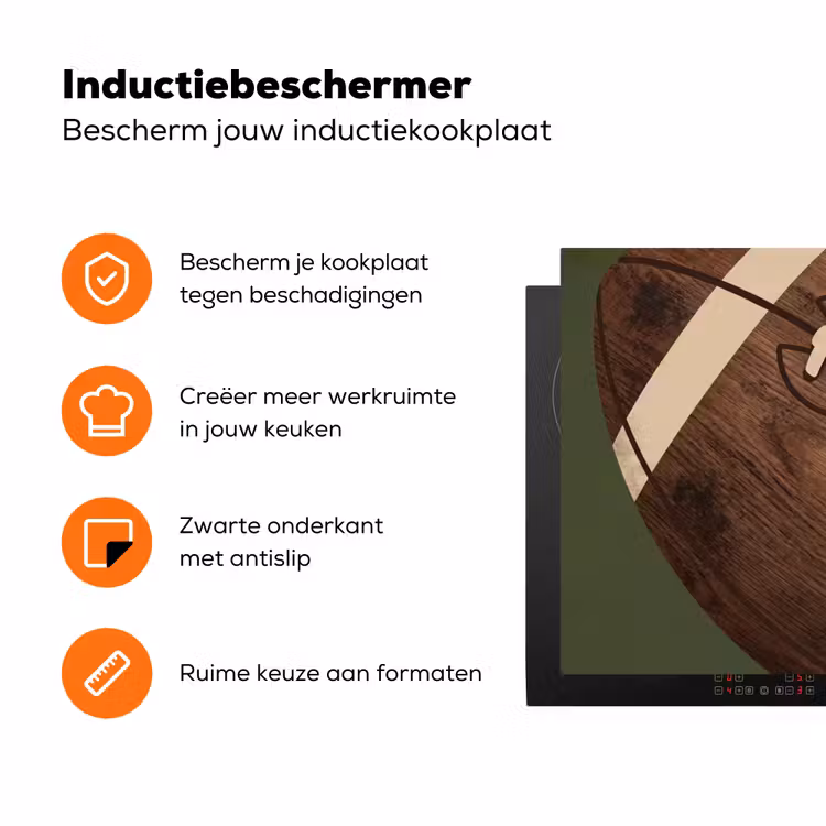 Football - Hout - Sport - Groen Inductie beschermer vinyl 3mm klein -zzzzzzz-td-ups