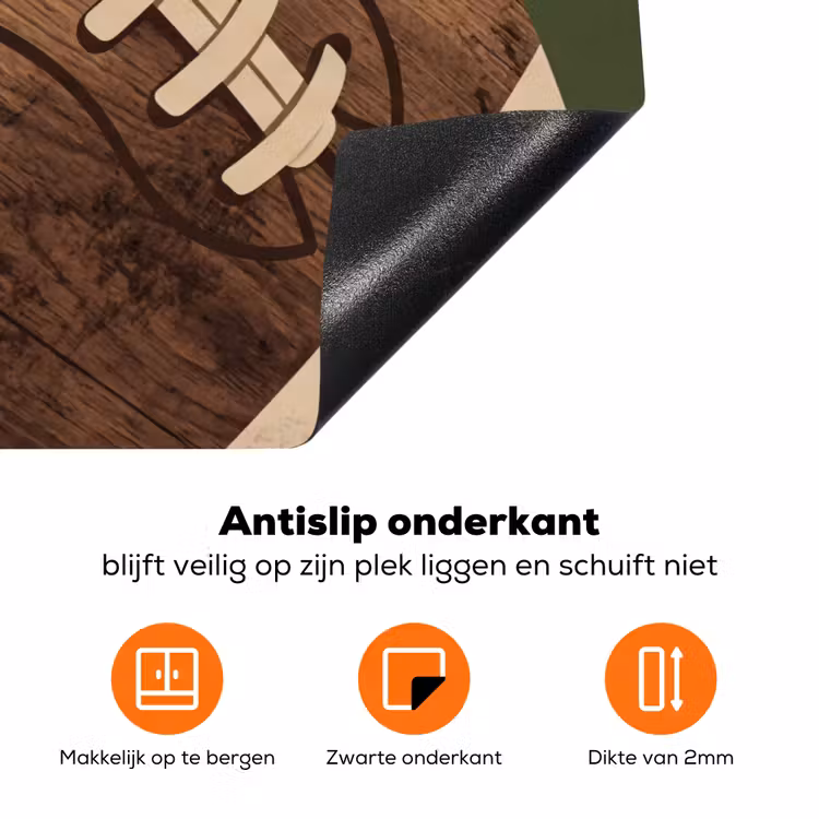 Football - Hout - Sport - Groen Inductie beschermer vinyl 3mm klein -zzzzzzz-td-onderkant