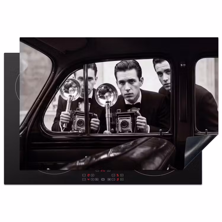 Fotograaf - Camera - Vintage - Journalistiek - Zwart-wit Inductie beschermer vinyl 3mm klein -3d