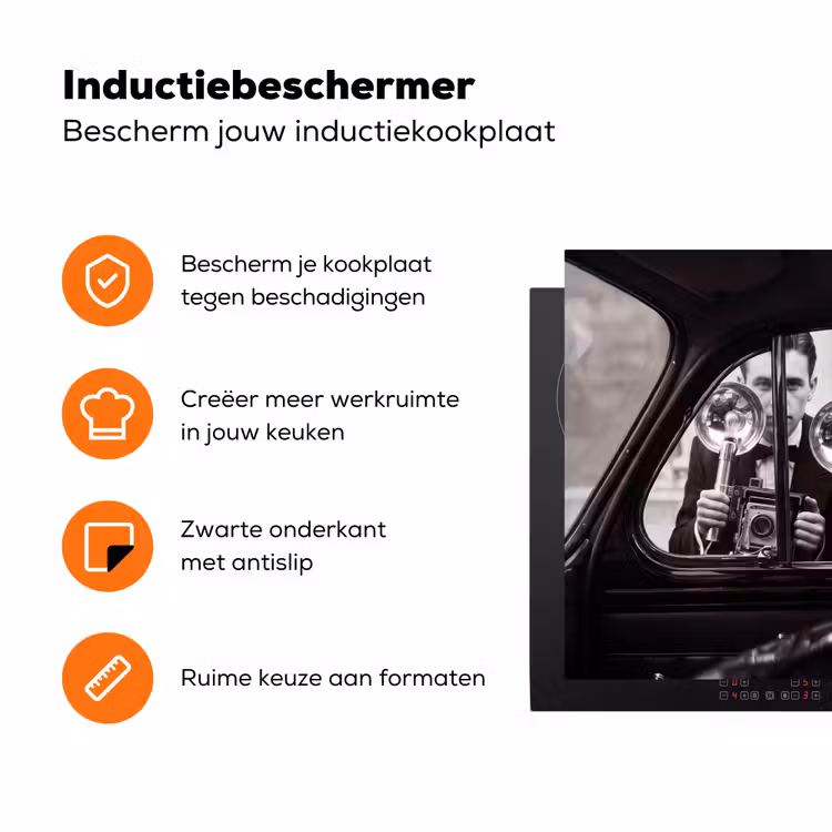 Fotograaf - Camera - Vintage - Journalistiek - Zwart-wit Inductie beschermer vinyl 3mm klein -zzzzzzz-td-ups