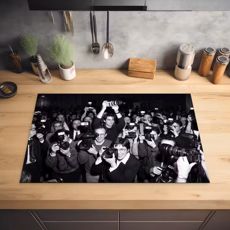 Fotografen - Menigte - Flitsers - Journalistiek Inductie beschermer vinyl 3mm klein -sfeer5