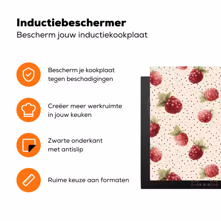 Framboos - Stippen - Rood Inductie beschermer vinyl 3mm klein 276 -zzzzzzz-td-ups